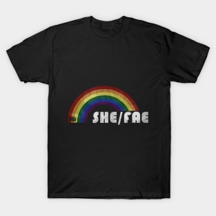 Grunge LGBT+ Pride - She/Fae Pronouns T-Shirt